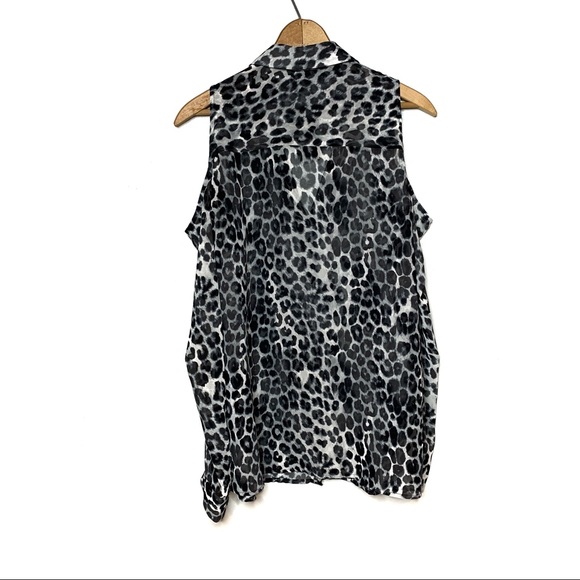 EXPRESS LONG SLEEVE COLD SHOULDER BLOUSE LEOPARD L - Picture 4 of 6